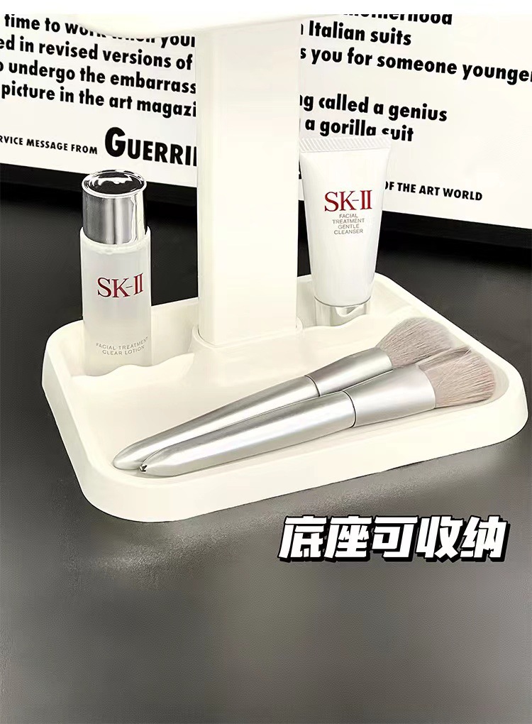 Foldable shell makeup and beauty mirror, table-style home desktop, led light strip, intelligent supplementary lighting, dressing mirror, touch control to open pic 12