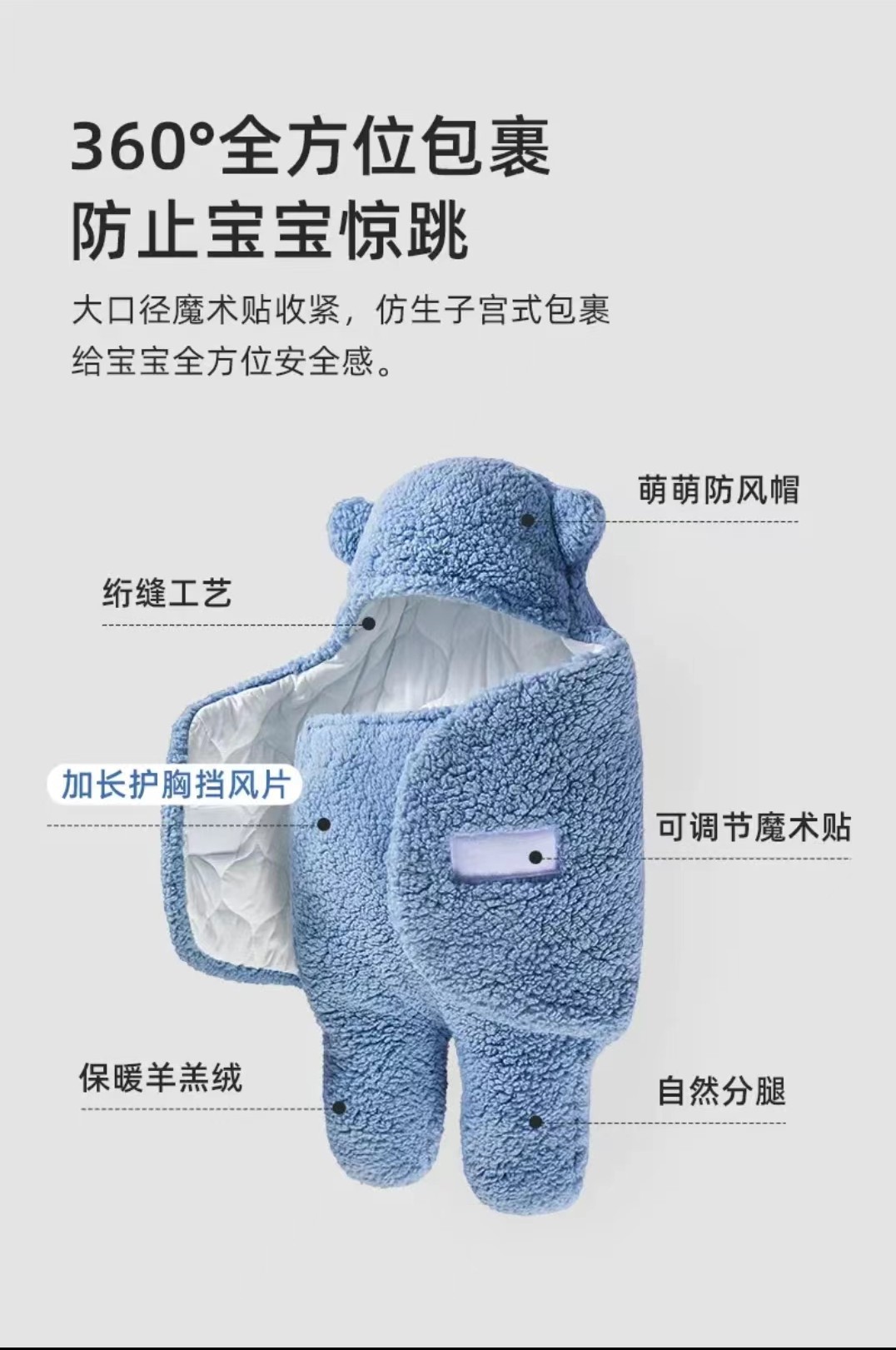 包被婴儿初生儿秋冬季加厚新生儿抱被宝宝睡袋防惊跳襁褓婴儿用品详情1