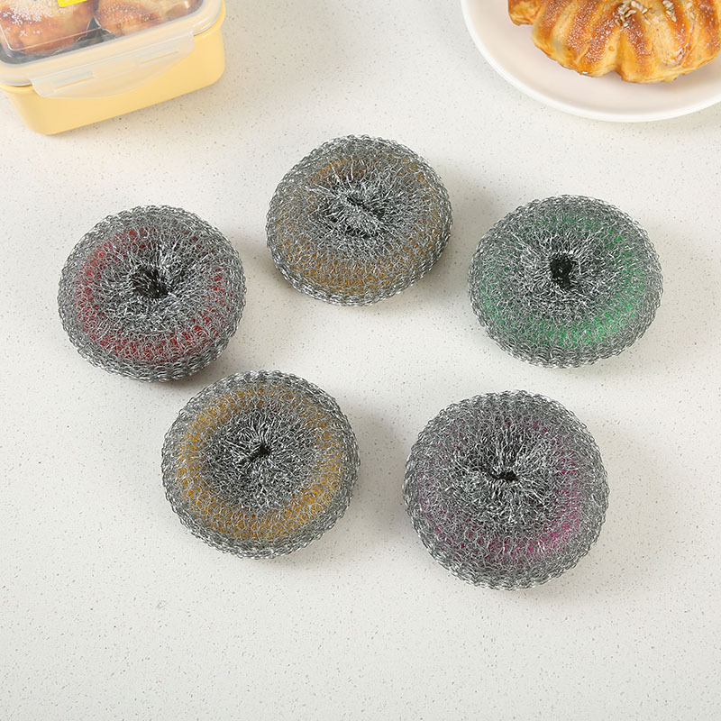 Galvanized woven cleaning tennis balls, color disposable decontamination, iron-coated plastic steel wool balls, dishwashing and pot scrubbing, knitted cleaner pic 10