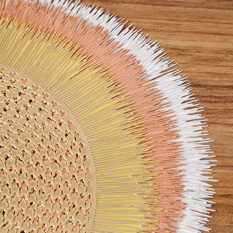 Cross-border Amazon French romantic round PVC placemats, creative and high-end light luxury restaurant heat insulation and waterproof pads pic 8