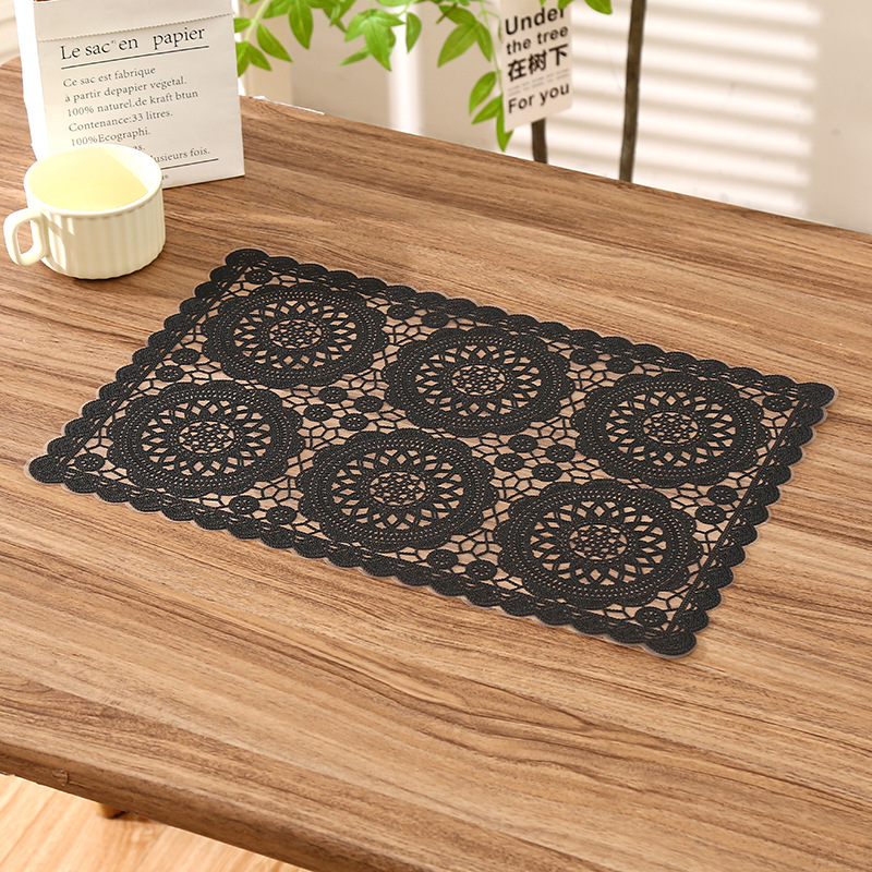 亚马逊中式大气镂空长方形餐垫复古易清洗防滑防水西餐垫隔热垫详情2