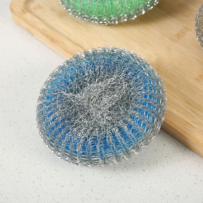 Galvanized woven cleaning tennis balls, color disposable decontamination, iron-coated plastic steel wool balls, dishwashing and pot scrubbing, knitted cleaner pic 12