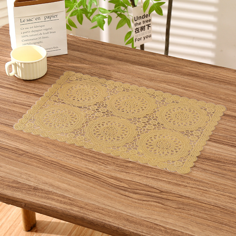 亚马逊中式大气镂空长方形餐垫复古易清洗防滑防水西餐垫隔热垫详情4