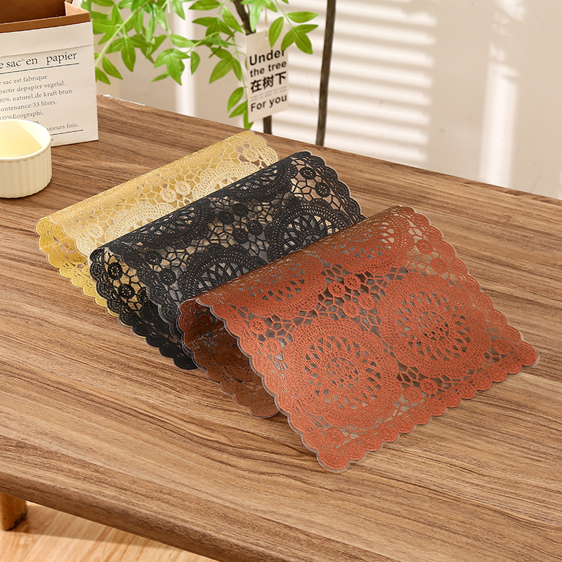 亚马逊中式大气镂空长方形餐垫复古易清洗防滑防水西餐垫隔热垫详情6