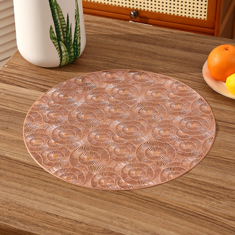 跨境法式浪漫圆形PVC餐垫创意咖啡隔热垫高级感轻奢餐厅隔热防水详情7