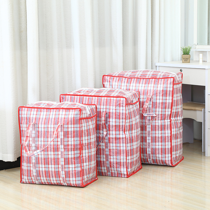 大号格子塑料编织袋 彩色打包搬家袋防尘行李袋蛇皮手提袋现货详情5