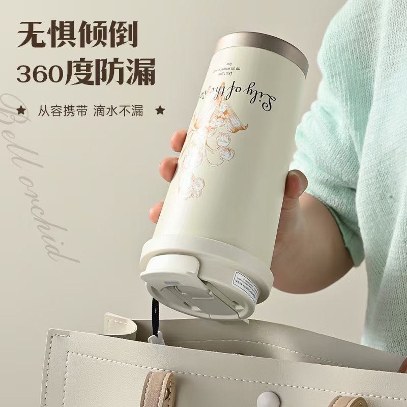 New Lanlinghua stainless steel insulated cup, double-drinking coffee cup, double-layer vacuum commercial gift cup, creative student water pic 6