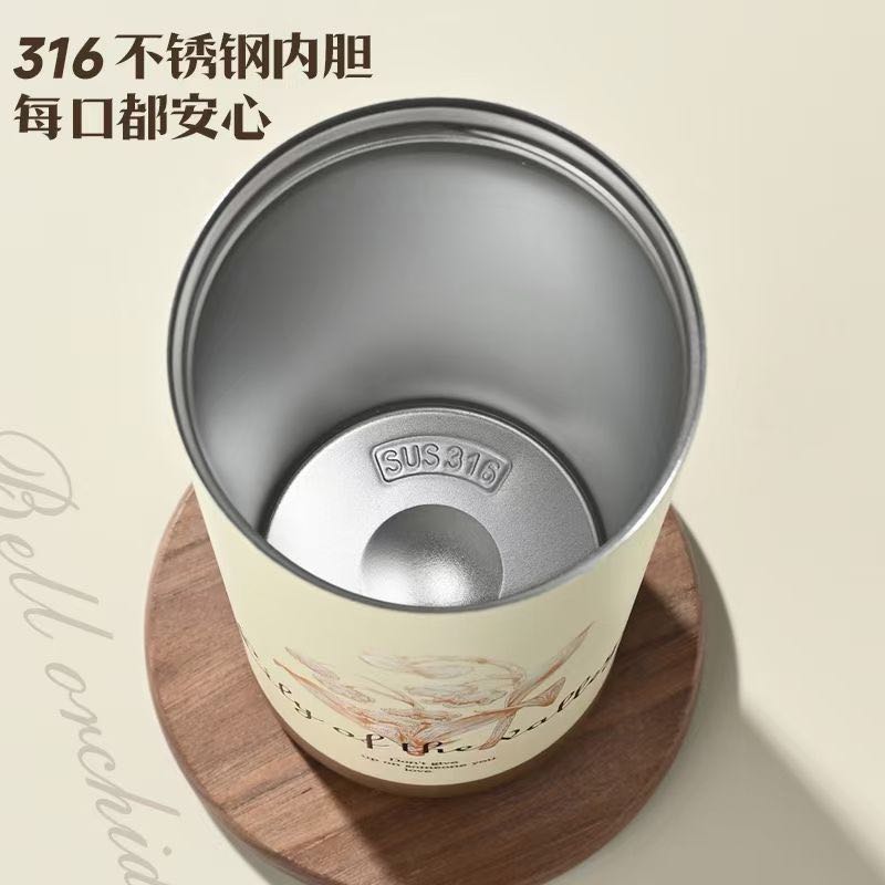 New Lanlinghua stainless steel insulated cup, double-drinking coffee cup, double-layer vacuum commercial gift cup, creative student water pic 8
