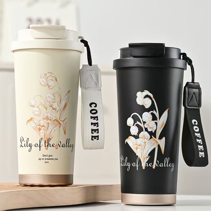 New Lanlinghua stainless steel insulated cup, double-drinking coffee cup, double-layer vacuum commercial gift cup, creative student water pic 3