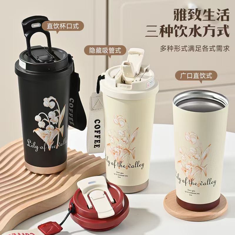 New Lanlinghua stainless steel insulated cup, double-drinking coffee cup, double-layer vacuum commercial gift cup, creative student water pic 10