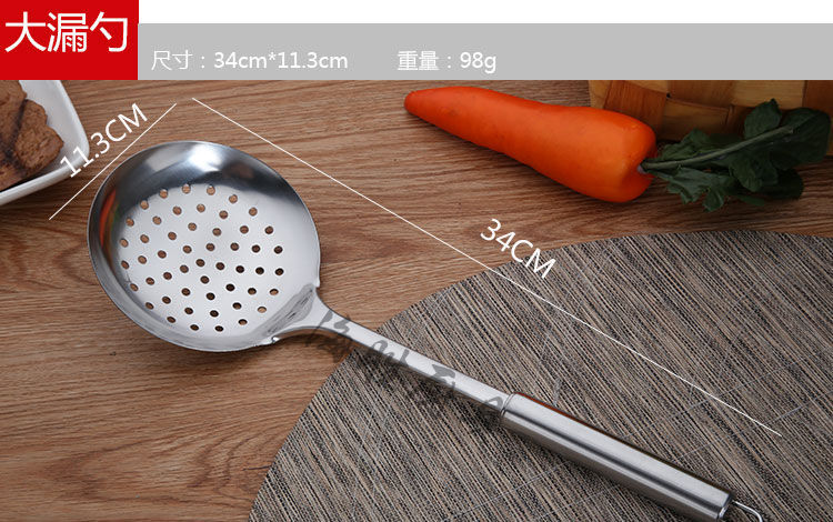 厂家不锈钢厨具锅铲防烫厨房用具漏勺不锈钢铲子圆管煎铲饭勺汤勺详情10