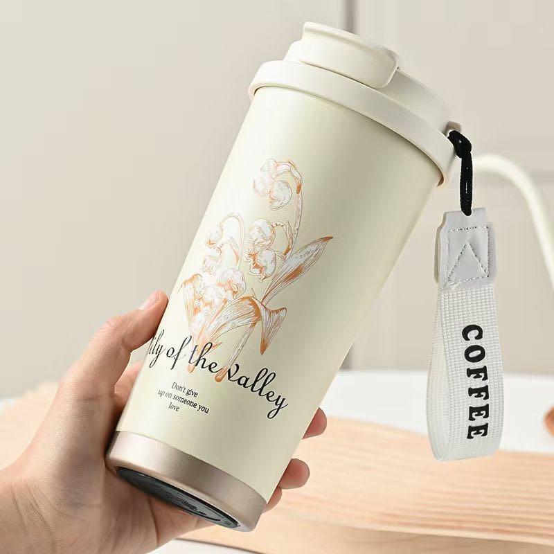 New Lanlinghua stainless steel insulated cup, double-drinking coffee cup, double-layer vacuum commercial gift cup, creative student water pic 5