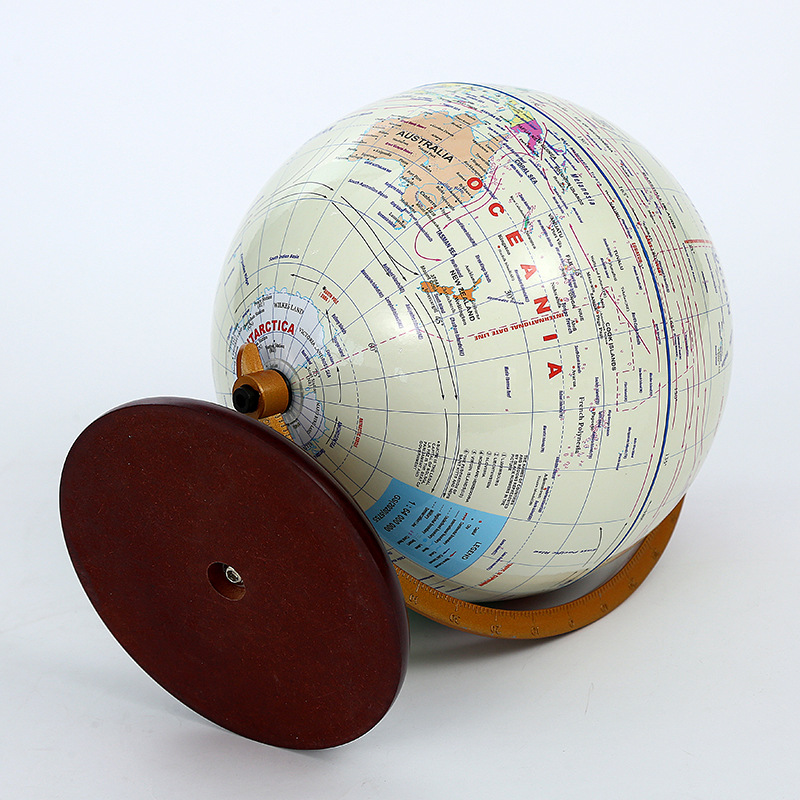 Jingfeng English black color golden Ruler wooden base globe, student geography learning stationery, birthday gift, handicrafts and ornaments pic 14