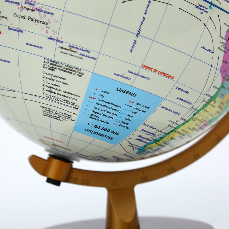 Jingfeng English black color golden Ruler wooden base globe, student geography learning stationery, birthday gift, handicrafts and ornaments pic 12