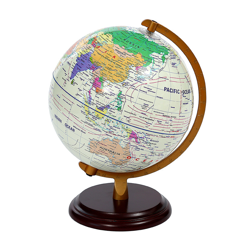 Jingfeng English black color golden Ruler wooden base globe, student geography learning stationery, birthday gift, handicrafts and ornaments pic 6