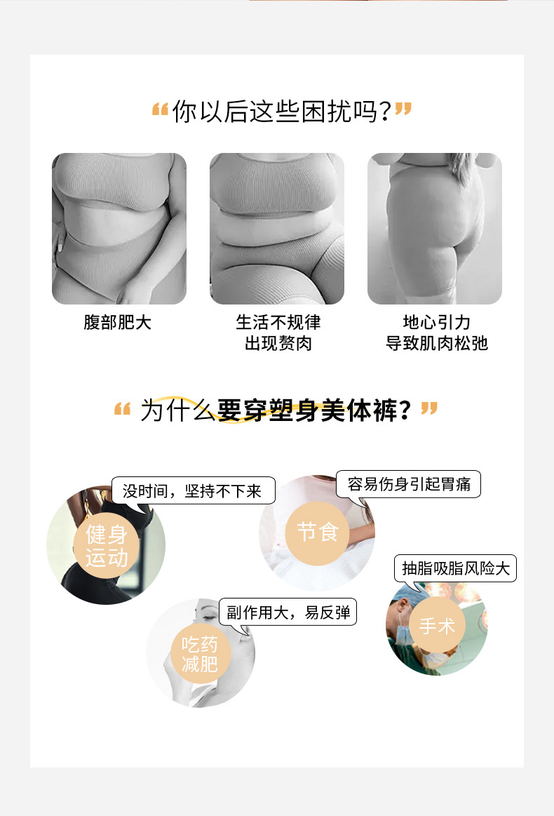 跨境新款翘臀美体衣收腹裤拉链提臀裤神器露臀透气美臀产后塑身裤详情2