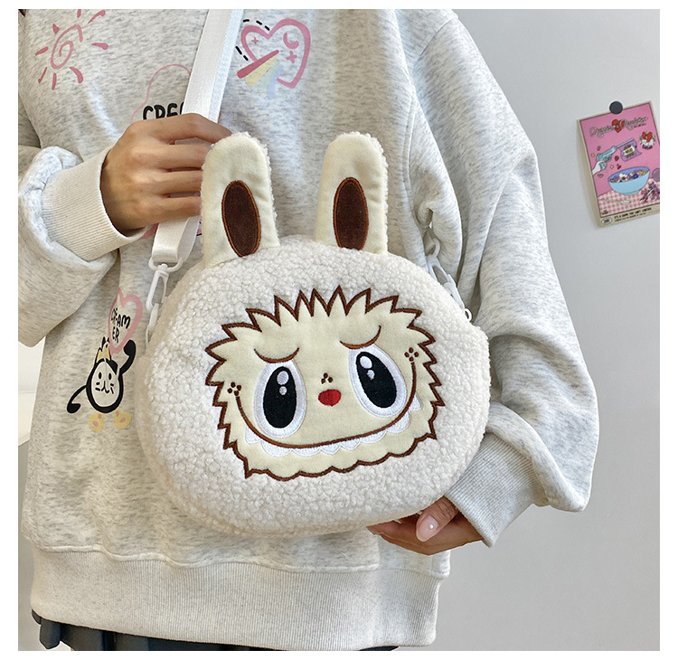 泡泡玛特拉布布斜挎包labubu卡通双肩包零钱包儿童女毛绒包包厂家详情7