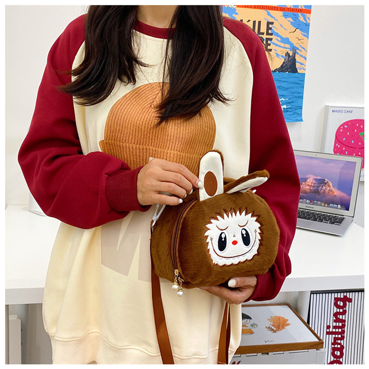 泡泡玛特拉布布斜挎包labubu卡通双肩包零钱包儿童女毛绒包包厂家详情42