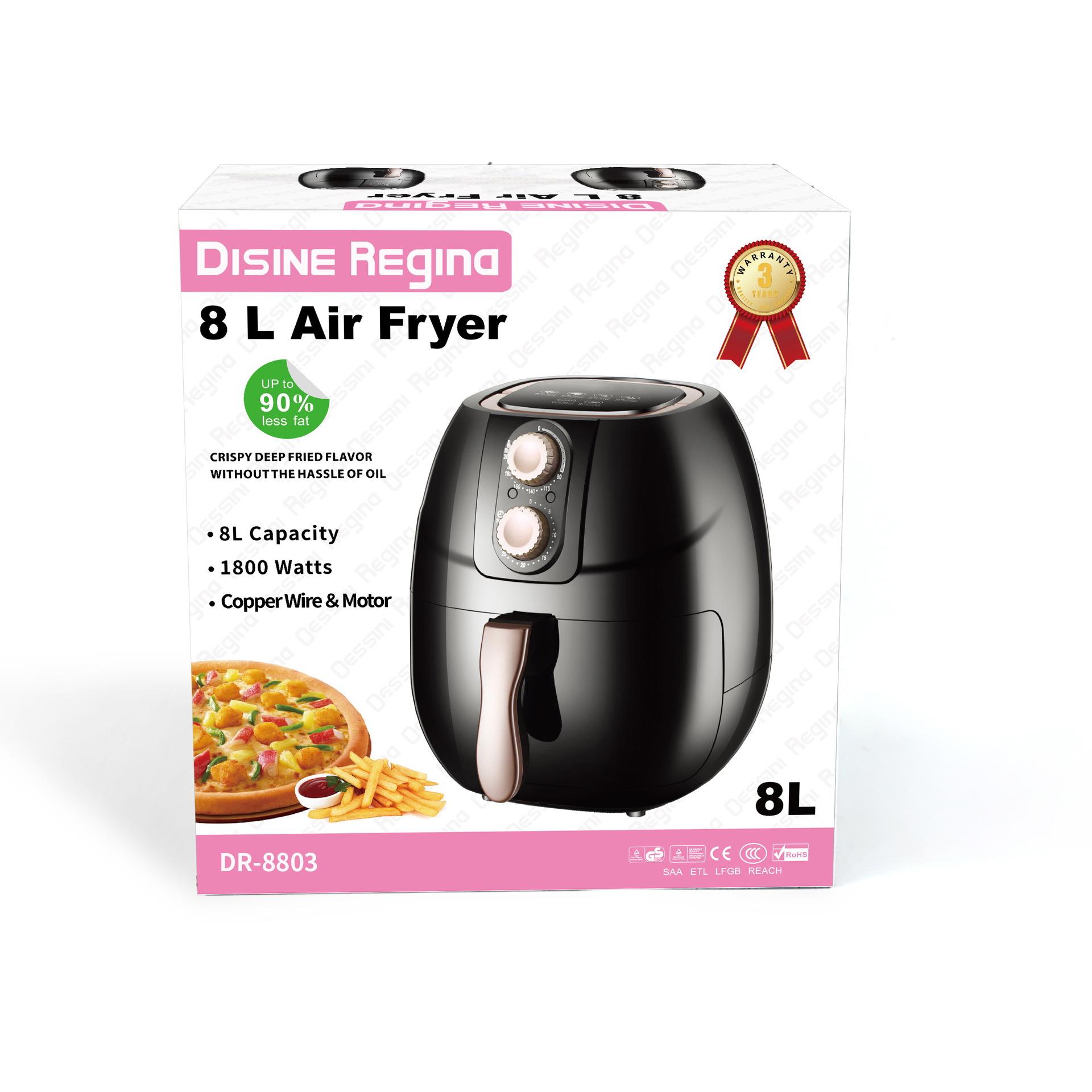 外贸出口跨境电商 air fryer大容量8L电炸锅机械旋钮空气炸锅炸鸡详情11