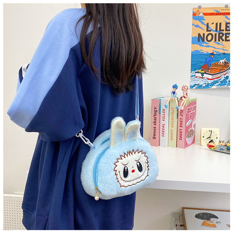 泡泡玛特拉布布斜挎包labubu卡通双肩包零钱包儿童女毛绒包包厂家详情43