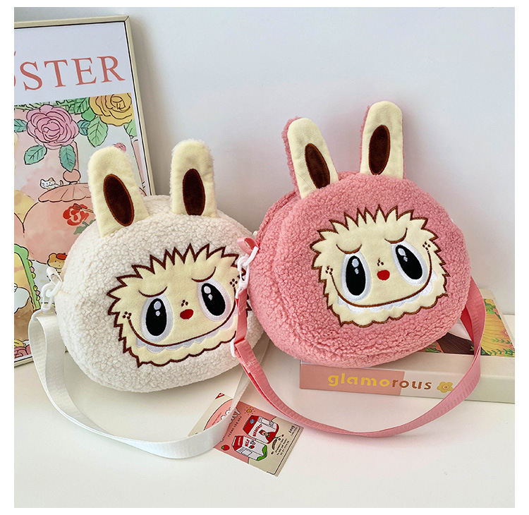 泡泡玛特拉布布斜挎包labubu卡通双肩包零钱包儿童女毛绒包包厂家详情30