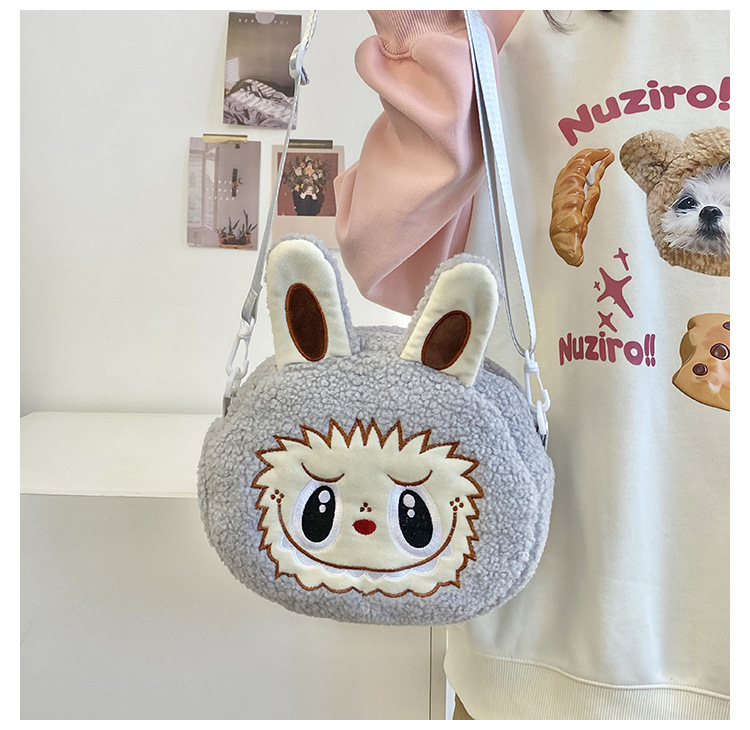 泡泡玛特拉布布斜挎包labubu卡通双肩包零钱包儿童女毛绒包包厂家详情14