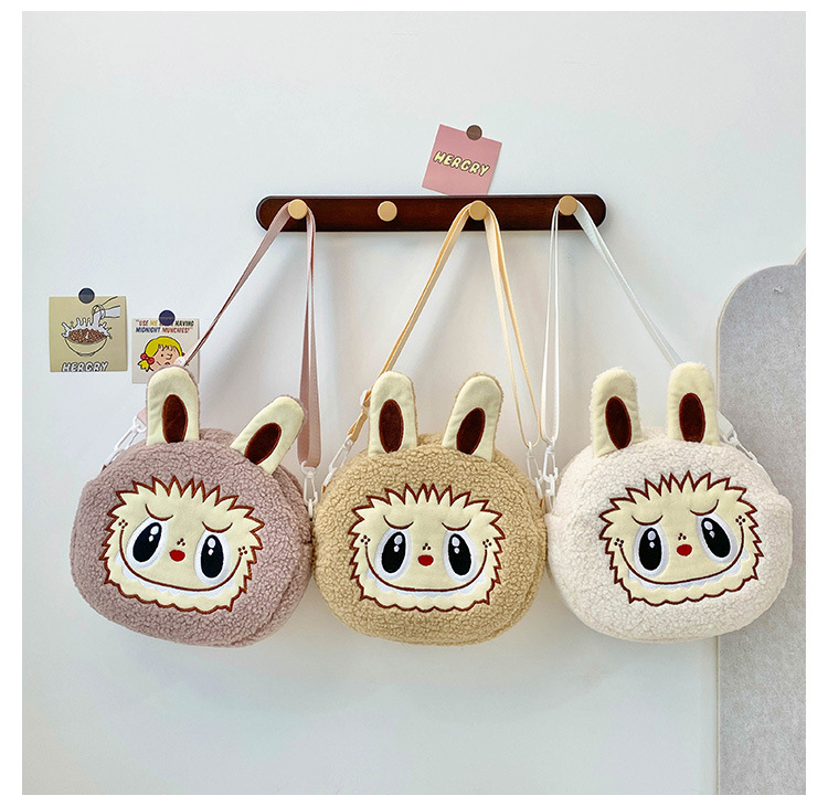 泡泡玛特拉布布斜挎包labubu卡通双肩包零钱包儿童女毛绒包包厂家详情26