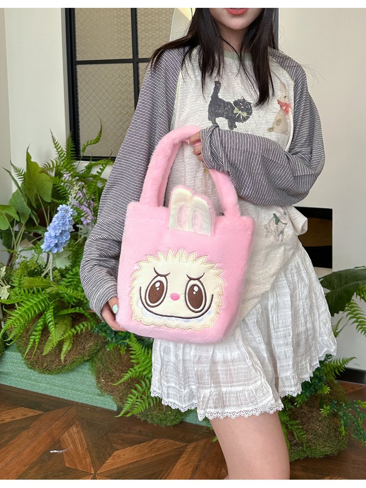 泡泡玛特拉布布斜挎包labubu卡通双肩包零钱包儿童女毛绒包包厂家详情37