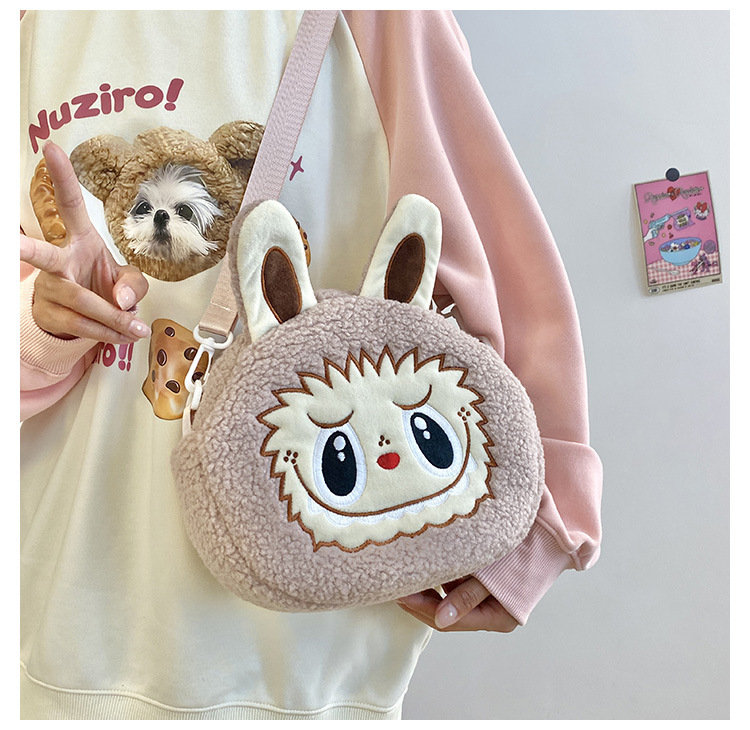 泡泡玛特拉布布斜挎包labubu卡通双肩包零钱包儿童女毛绒包包厂家详情21