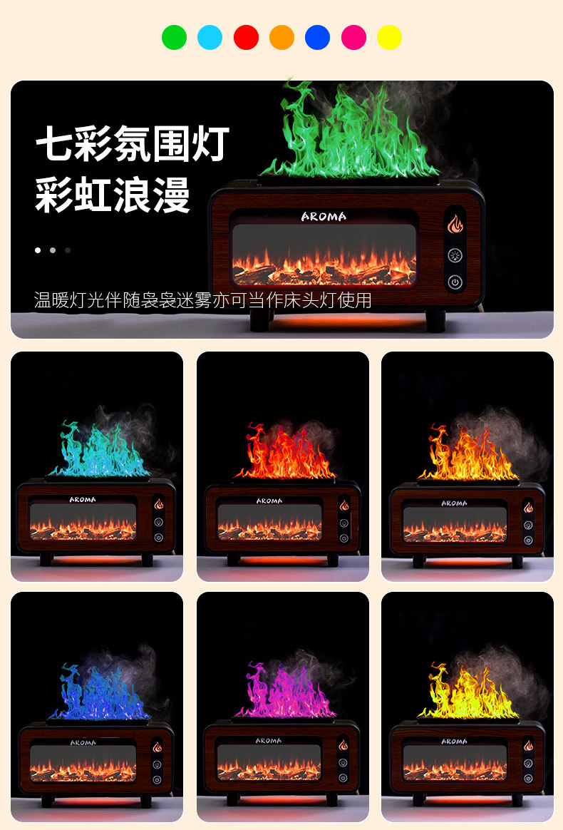 LA-0646热销复古壁炉火焰香薰机礼品扩香氛机小型创意桌面香薰机详情9