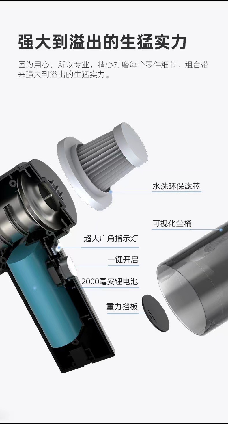 家用车载吸尘器超强吸力家用无线充电智能便携手持小型吸尘器详情10