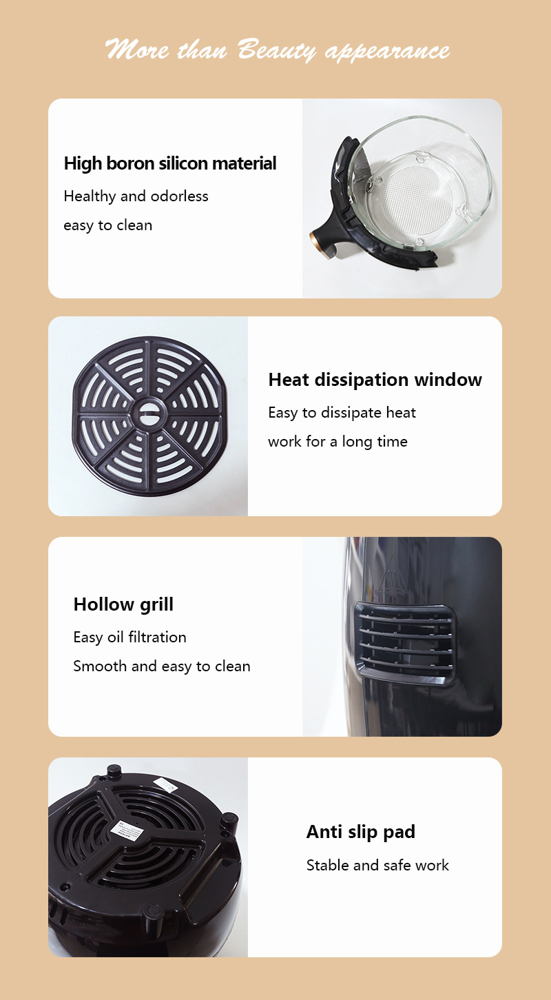 6升空气炸锅 LC触控屏玻璃透视智能大容量家用空气电炸锅源头详情7