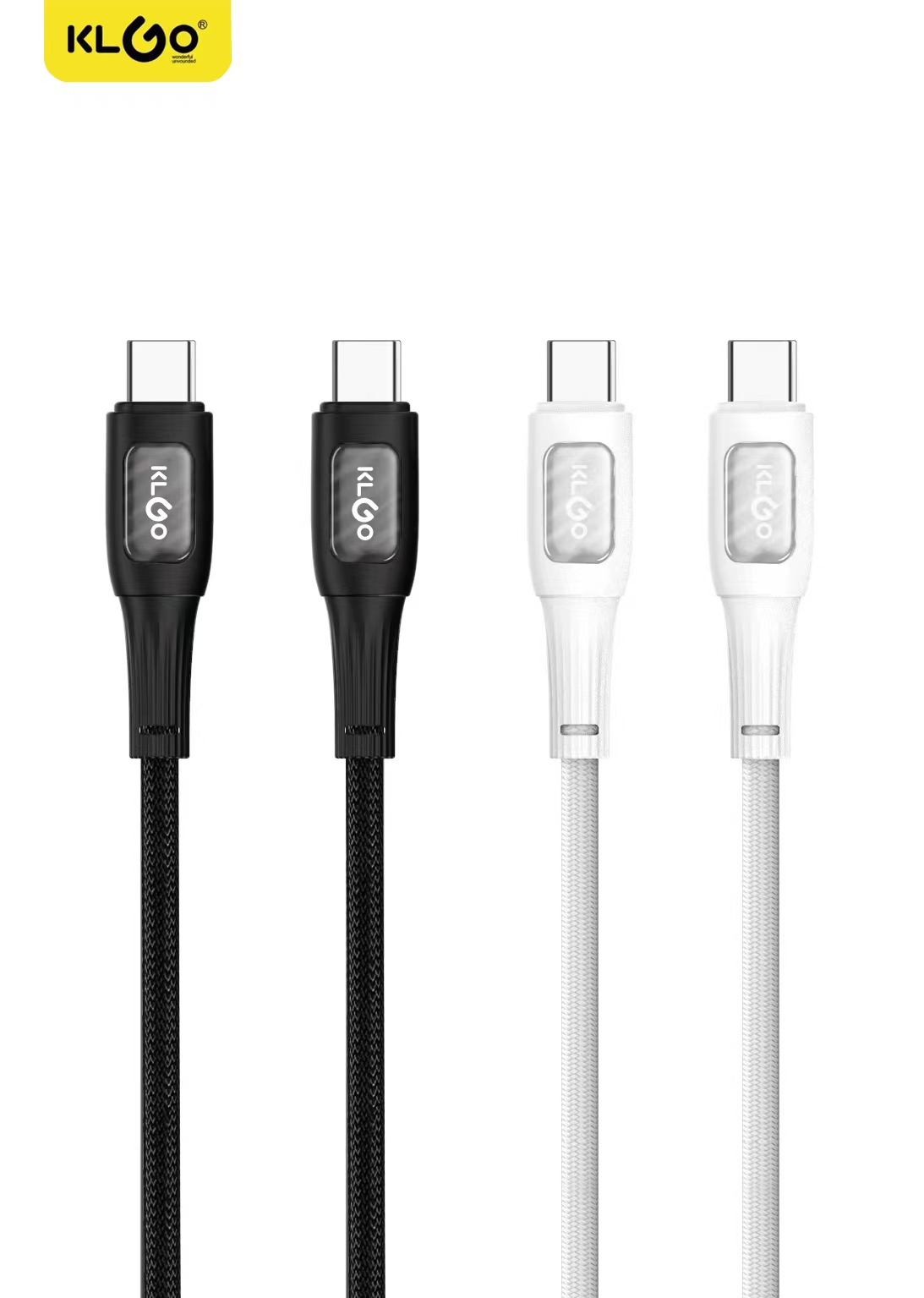 Cool for KLGO S-121 PD/66W TYPE-C TO TYPE-C Black and white optional fast charging data cable pic 1