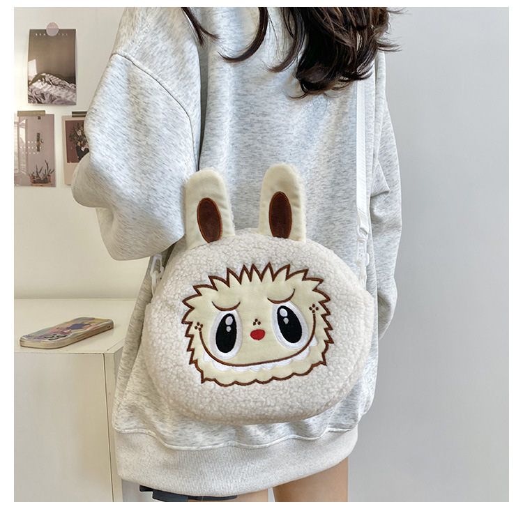 泡泡玛特拉布布斜挎包labubu卡通双肩包零钱包儿童女毛绒包包厂家详情9