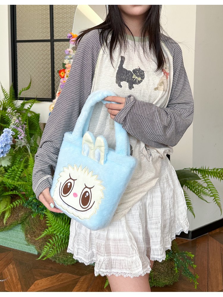 泡泡玛特拉布布斜挎包labubu卡通双肩包零钱包儿童女毛绒包包厂家详情36