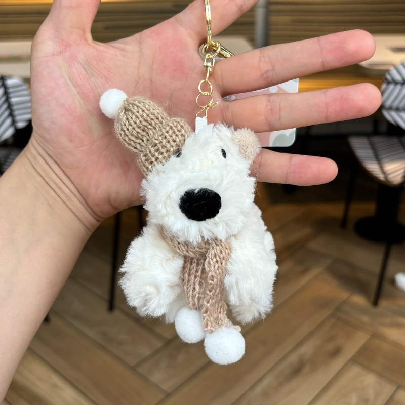 可爱围巾西高地小狗毛绒汽车饰品钥匙扣挂件少女心玩偶创意礼物详情4