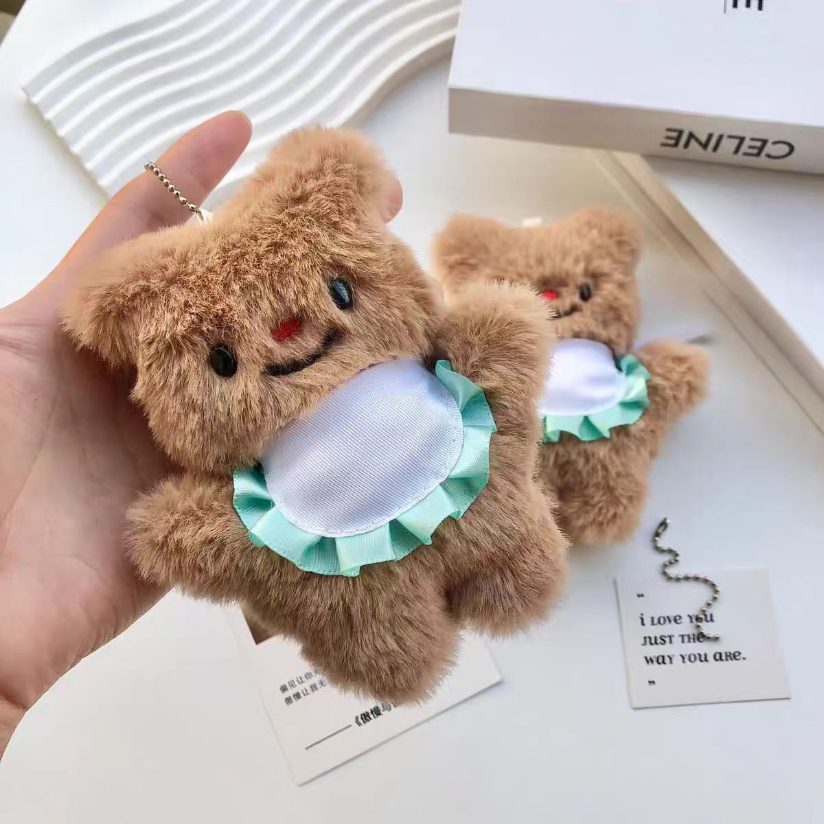 卡通围裙黄油小熊钥匙扣毛绒公仔挂件天美少女包包挂饰秋季新款详情4
