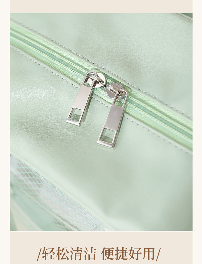 透明收纳包干湿分离健身洗漱包大容量防水旅行袋PU手提便携化妆包详情6