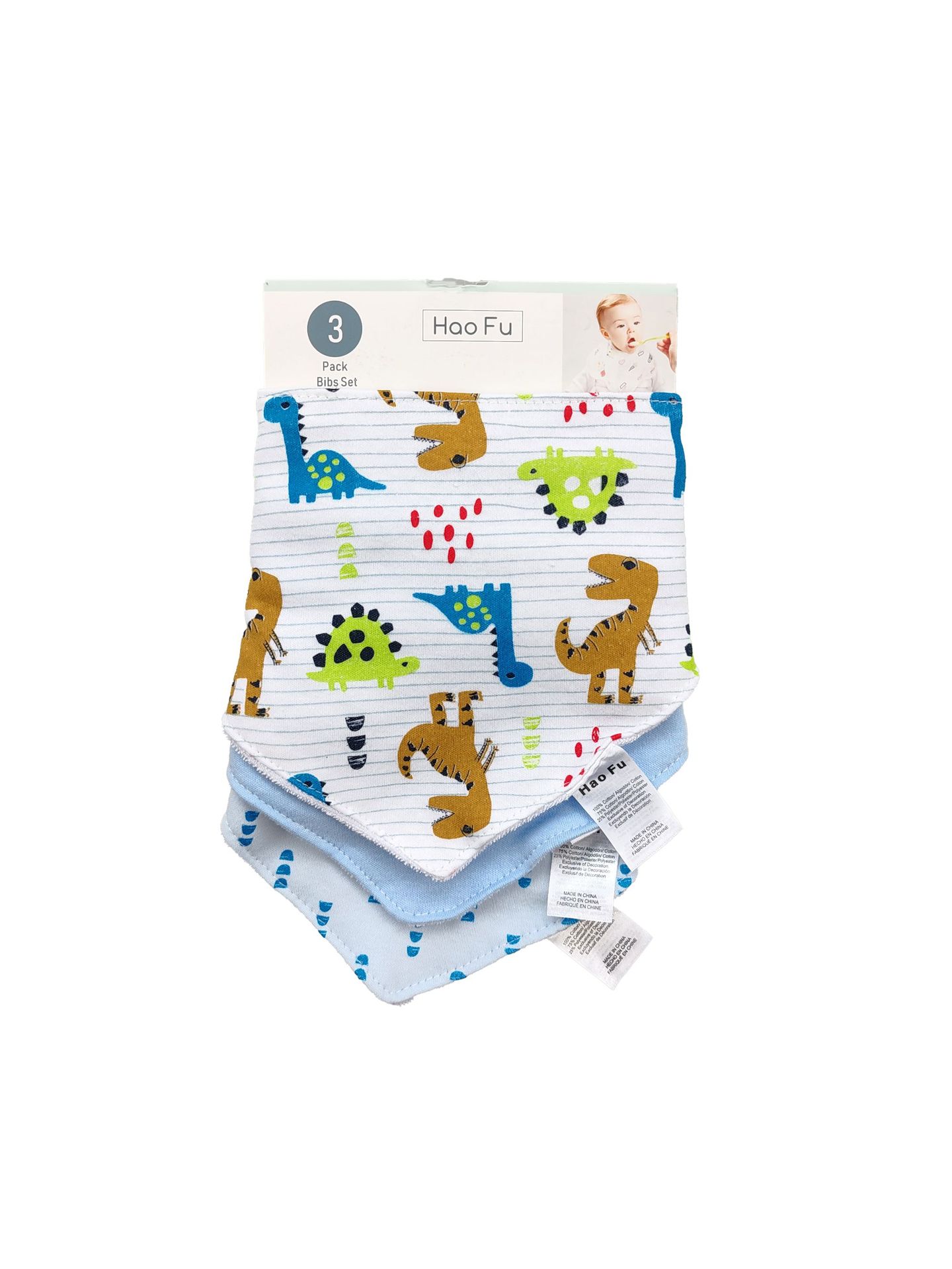 婴幼儿卡通三角巾口水巾围兜围嘴棉质男宝女宝款3条一挂装详情4