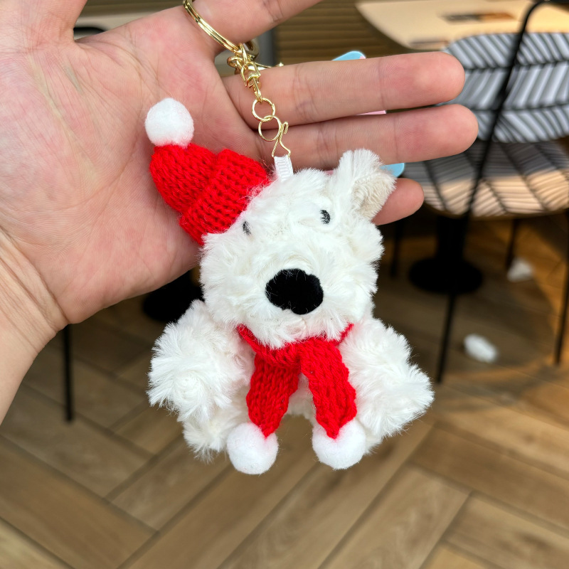 可爱围巾西高地小狗毛绒汽车饰品钥匙扣挂件少女心玩偶创意礼物详情3