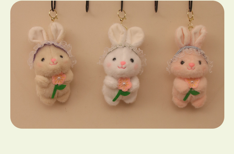 网红可爱小兔子挂件毛绒玩具公仔奶油白兔包包挂饰钥匙扣娃娃玩偶详情12