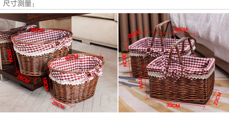 藤编收纳篮柳编购物盒草编化妆品收纳筐采摘带盖野餐箱野炊儿童篮详情10