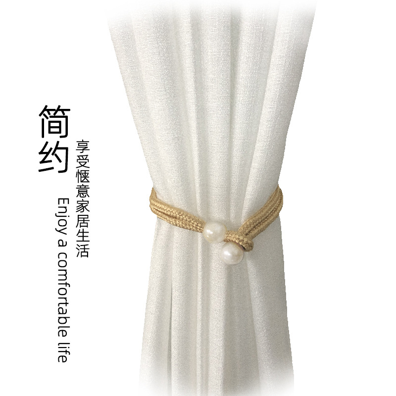 窗帘绑绳批发 低价窗帘绑带 束带创意珍珠绑绳扎带简约装饰窗帘扣详情2