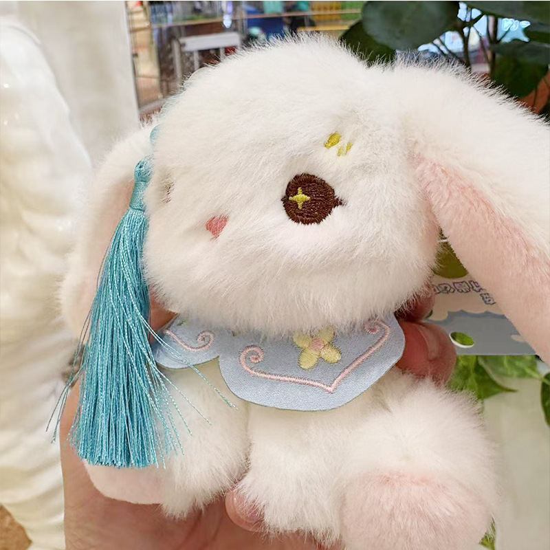 新中式国潮兔毛绒玩偶包包挂件创意可爱古风兔子少女心钥匙扣配饰详情8