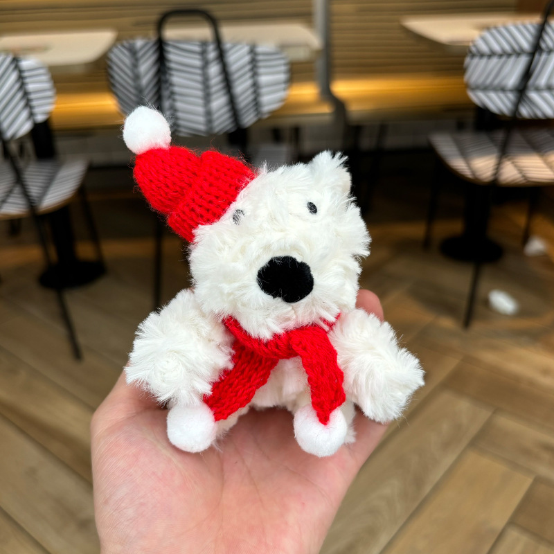 可爱围巾西高地小狗毛绒汽车饰品钥匙扣挂件少女心玩偶创意礼物详情6