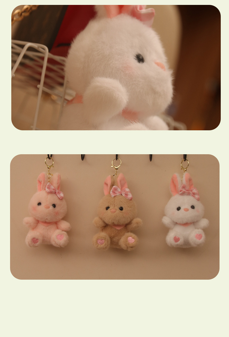 网红可爱小兔子挂件毛绒玩具公仔奶油白兔包包挂饰钥匙扣娃娃玩偶详情11