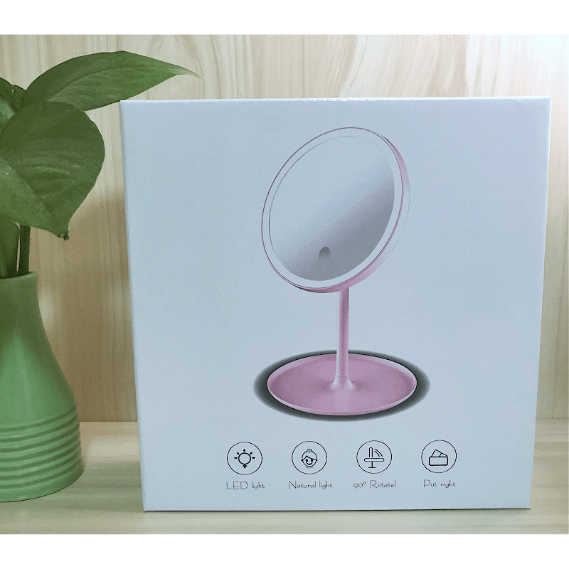 网红带灯美妆镜桌面台式梳妆镜宿舍usb充电补光镜子led化妆镜批发详情13