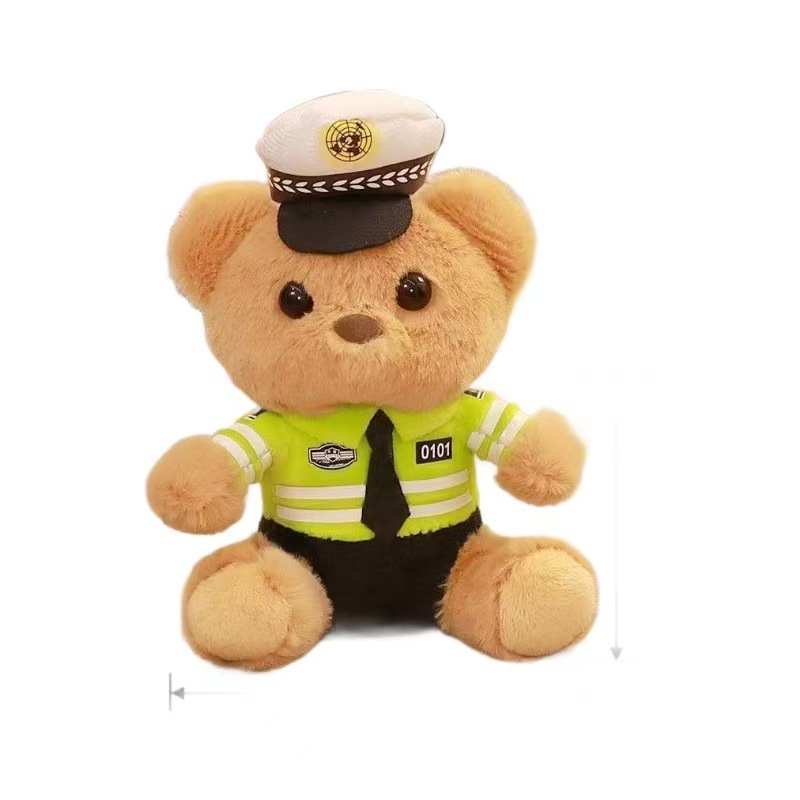 Cute and adorable traffic police bear pendant, plush toy doll, fire police bag, pendant, keychain doll Application Scenario