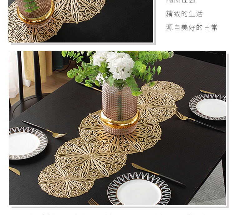 Table flag PVC European-style modern simple large square table mat, anti-slip coffee table mat, table decoration long towel table mat, waterproof, anti-slip, oil-proof, heat-resistant and wear-resistant pic 5
