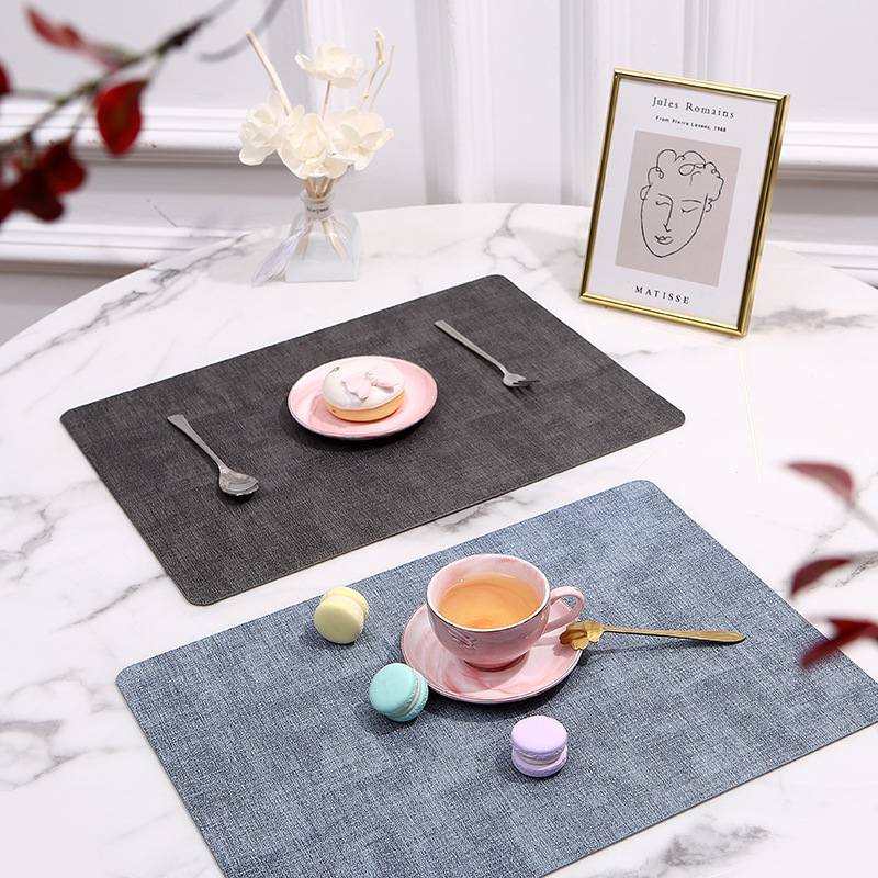 Nordic ins style modern, elegant, simple and fashionable Japanese fabric leather placemats, double-sided creative PU Western placemats, waterproof and heat-insulating, in stock for wholesale